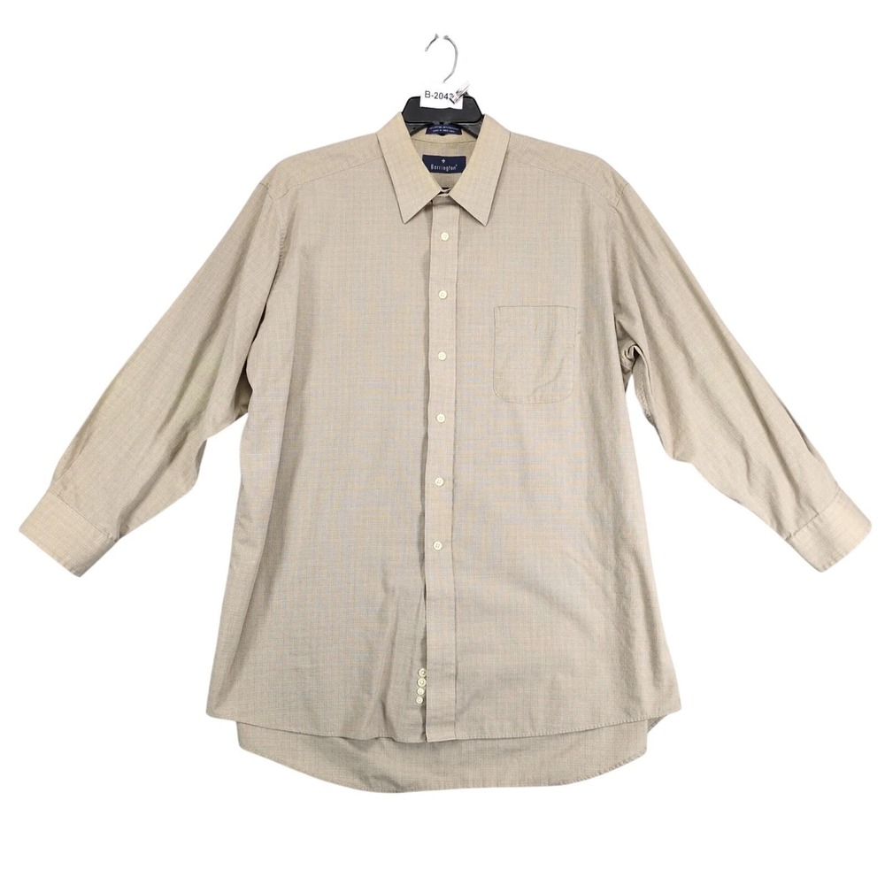 Vintage 90s Barrington Brown Check Dress Shirt Mens 17.5 32/33 Long Sleeve Work